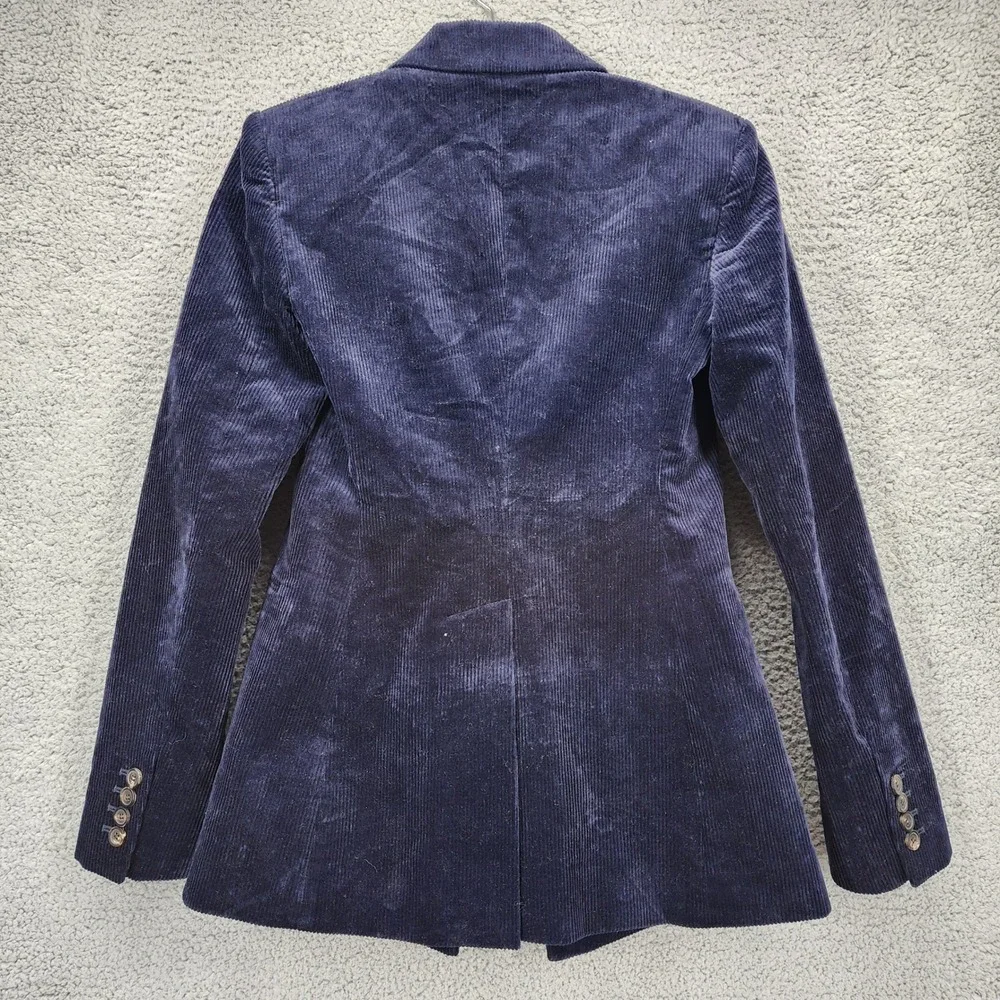Theory Power Jkt 2 Modern Corduroy Blazer Navy Blue Size 0 Single Button Jacket‎